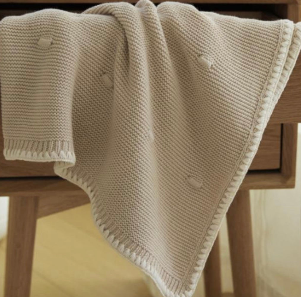 Ramona - Personalised Organic Cotton Knitted Blanket - Wheat
