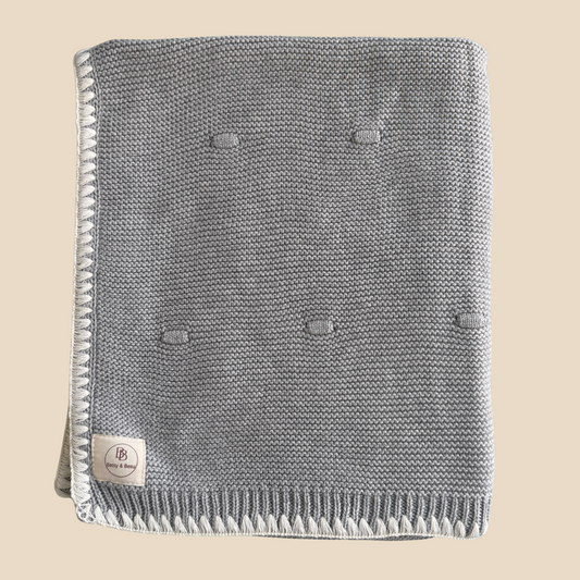 Ramona - Personalized Organic Cotton Knitted Blanket - Dove Grey