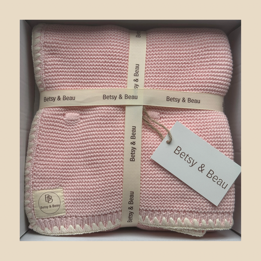 Ramona - Organic Cotton Knitted Blanket - Peony