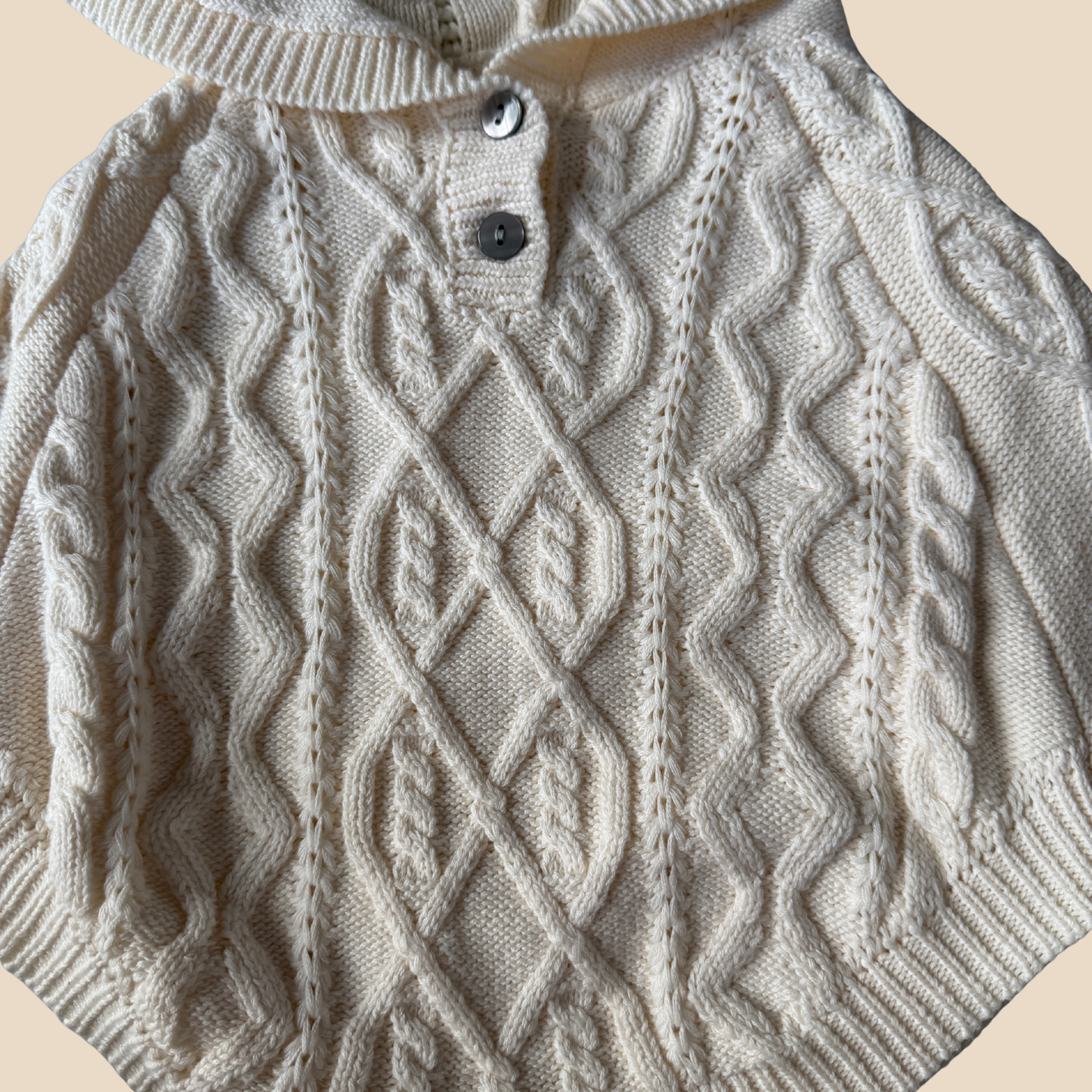 Cable Knit Cotton Hoodie - French Cream
