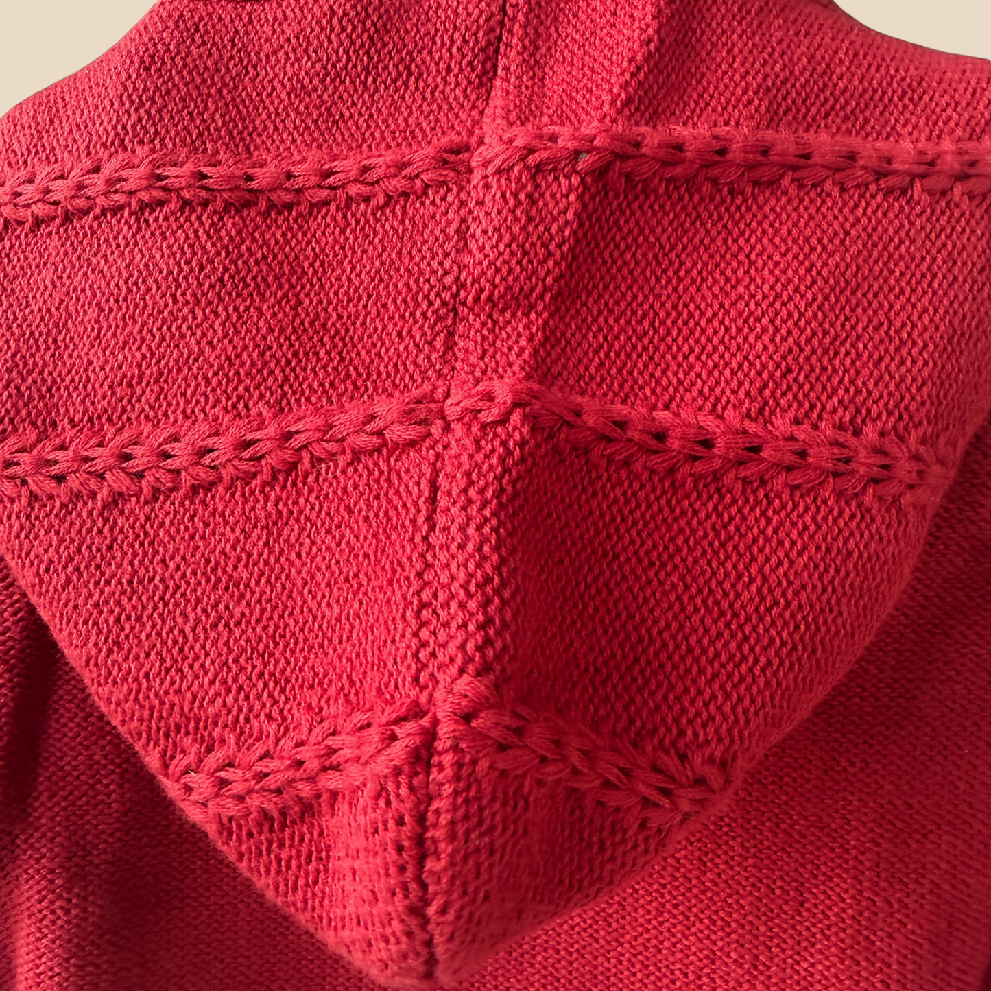 Cable Knit Cotton Hoodie - Vintage Ruby