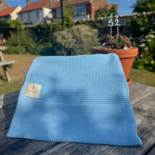 Arely - Organic Cotton Knitted Blanket - Sapphire