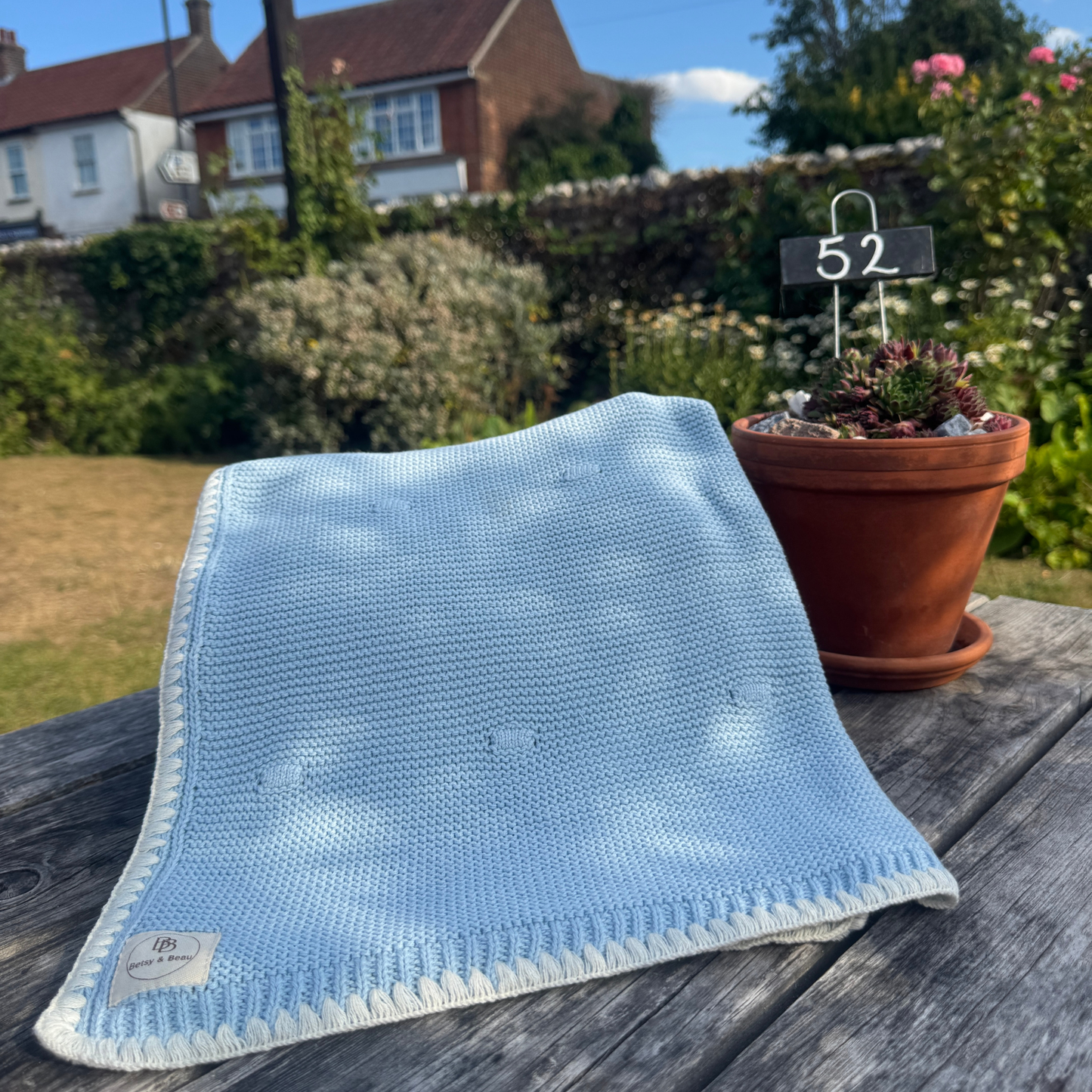 Ramona - Organic Cotton Knitted Blanket - Ocean