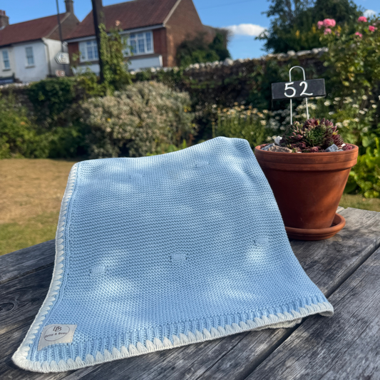 Ramona - Organic Cotton Knitted Blanket - Ocean