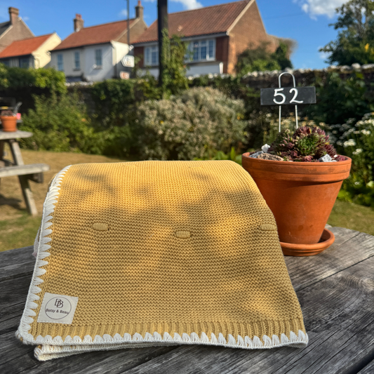 Ramona - Organic Cotton Knitted Blanket - Spiced Ochre