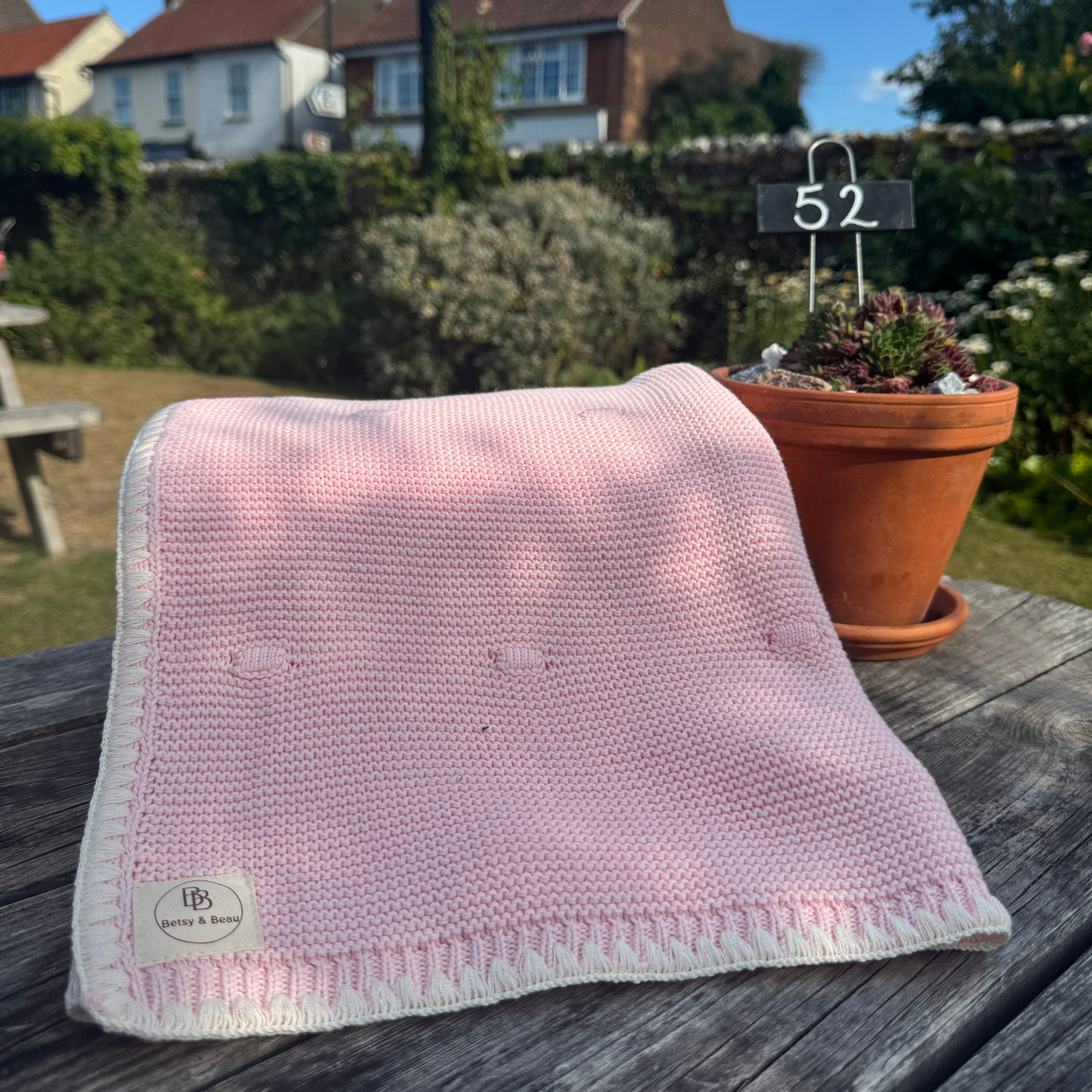 Ramona - Organic Cotton Knitted Blanket - Peony