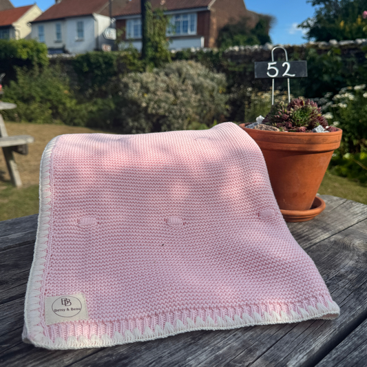Ramona - Organic Cotton Knitted Blanket - Peony
