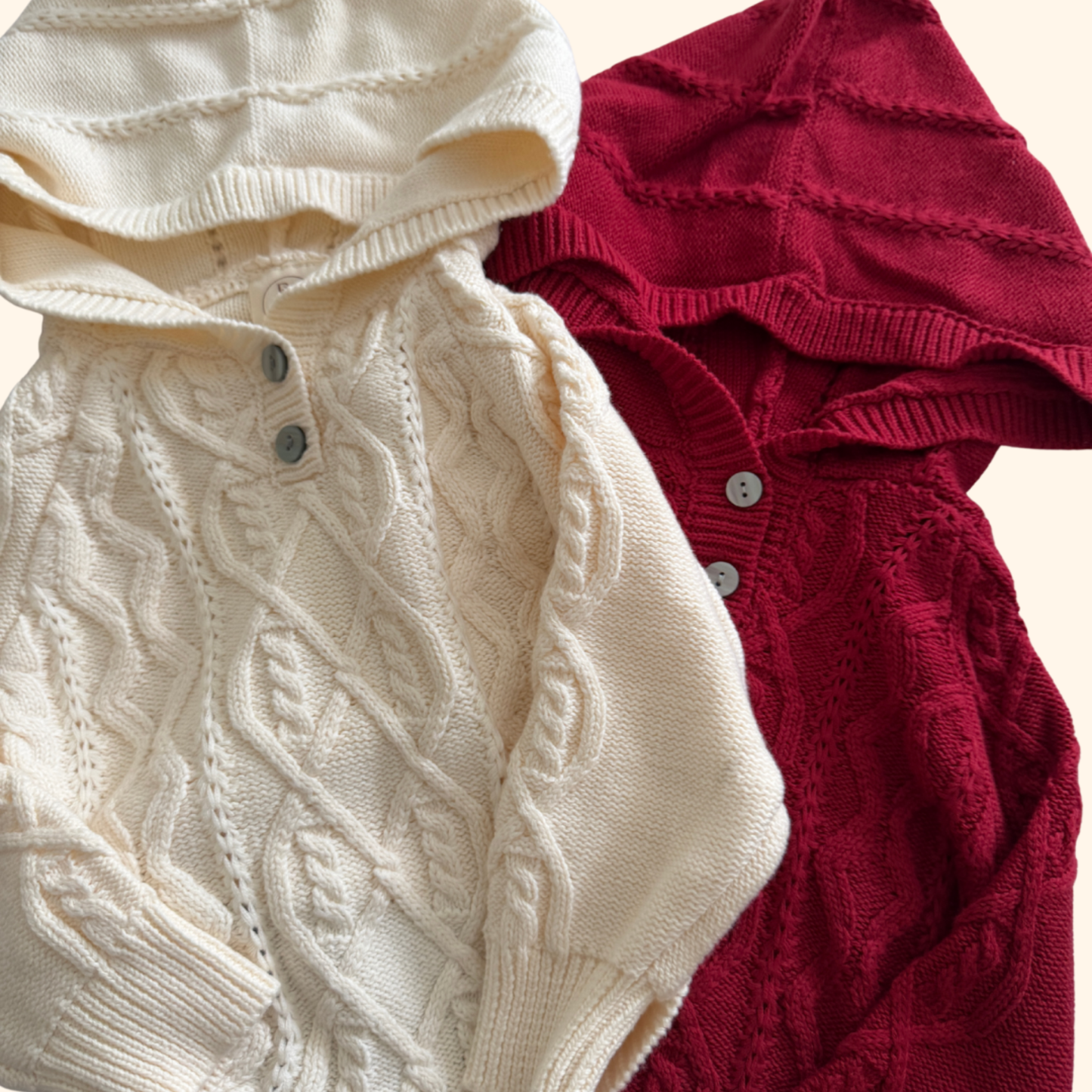 Personalised Cable Knit Cotton Hoodie - Cotton Cream