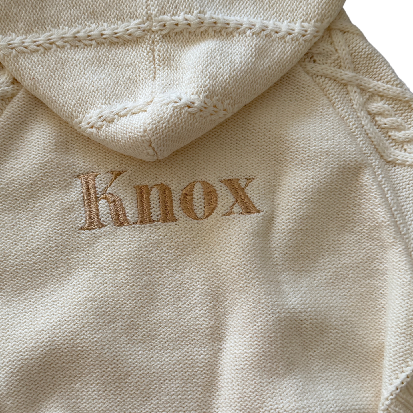 Personalised Cable Knit Cotton Hoodie - Cotton Cream