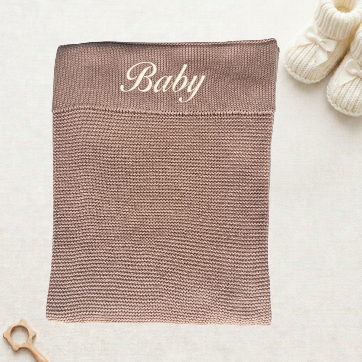 Arely - Organic Cotton Personalised Knitted Blanket - Rose