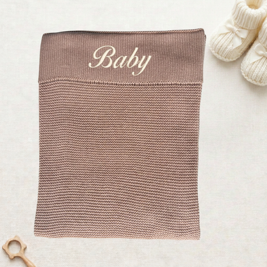 Arely - Organic Cotton Personalised Knitted Blanket - Rose