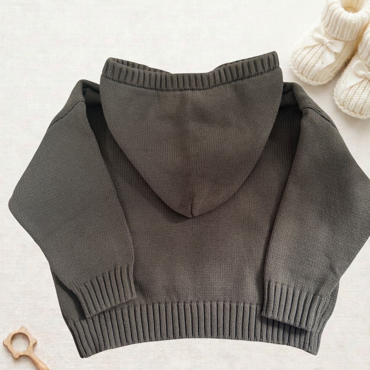 Personalised Everyday Knit Hoodie - 100% Cotton - Charcoal