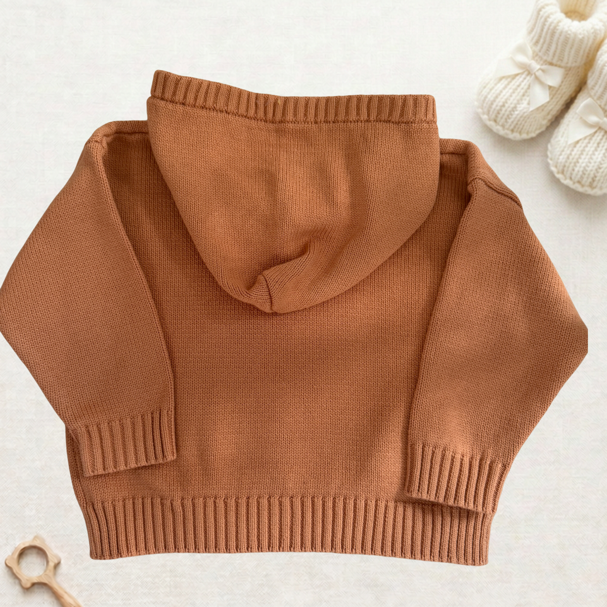 Personalised Everyday Knit Hoodie - 100% Cotton - Chestnut