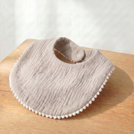 Organic Cotton Baby Bib - Stone