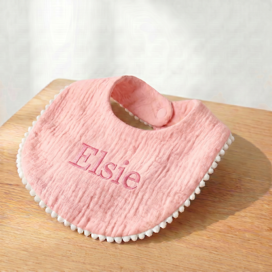 Organic Cotton Baby Bib - Soft Peony