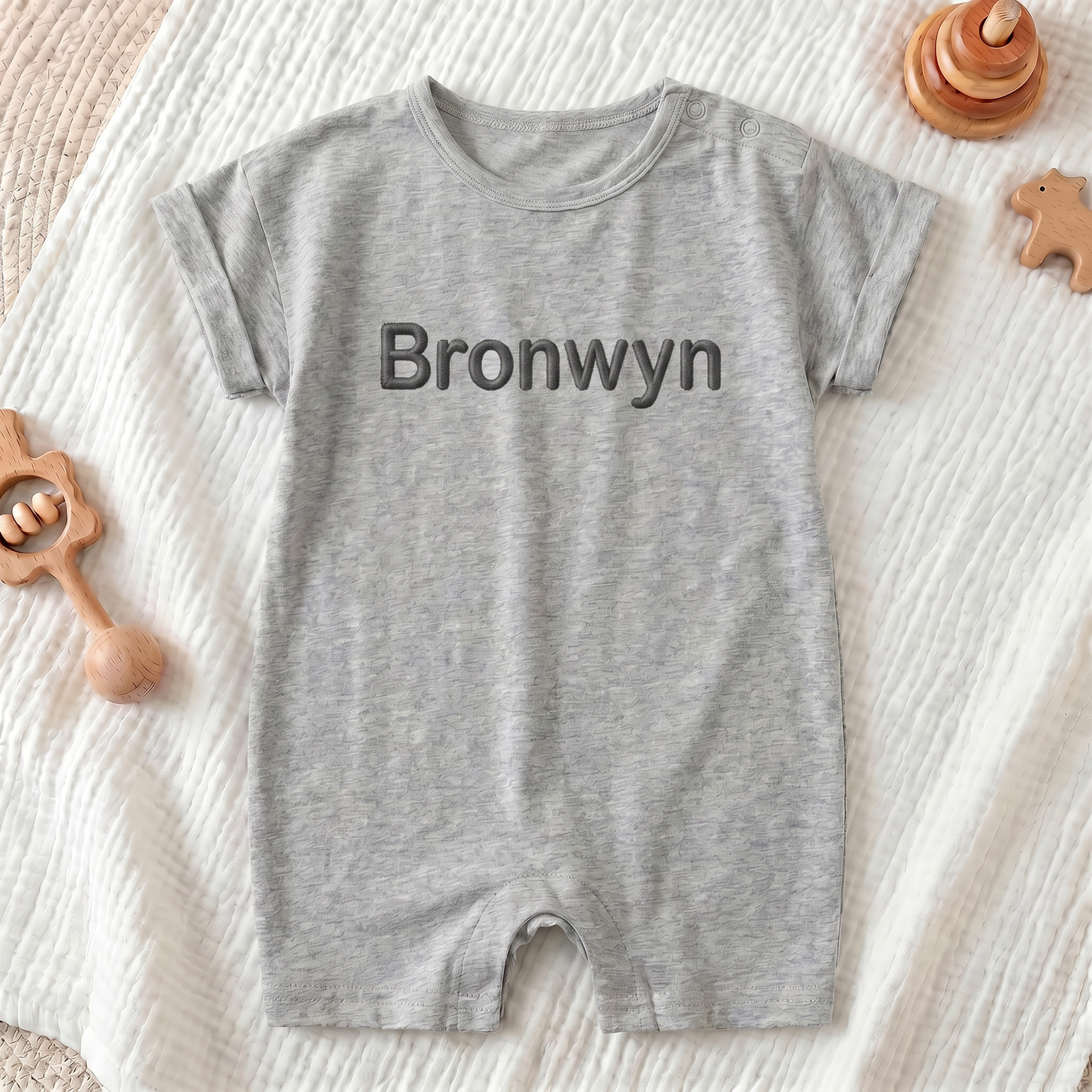 Organic Cotton Romper – Soft, Practical & Personalised -  Grey Marl