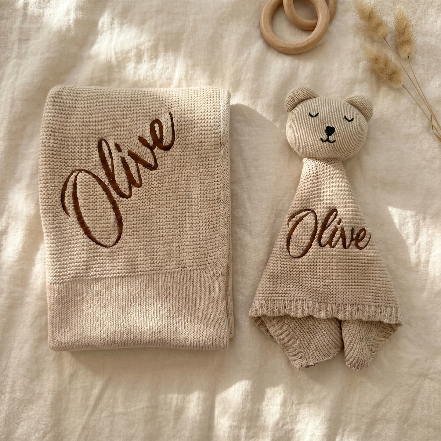 Arely - Personalised Blanket & Snuggler Gift Set - Oatmeal