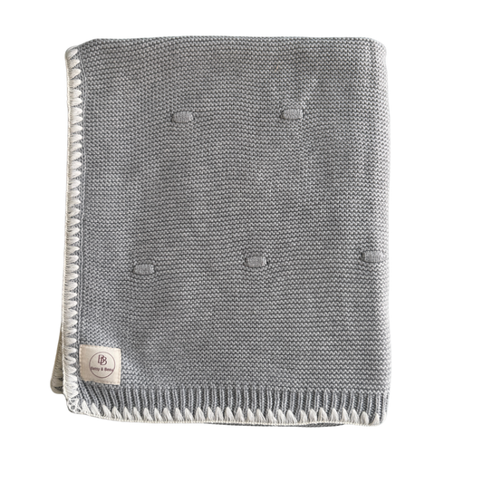 Ramona - Organic Cotton Knitted Blanket - Dove Grey