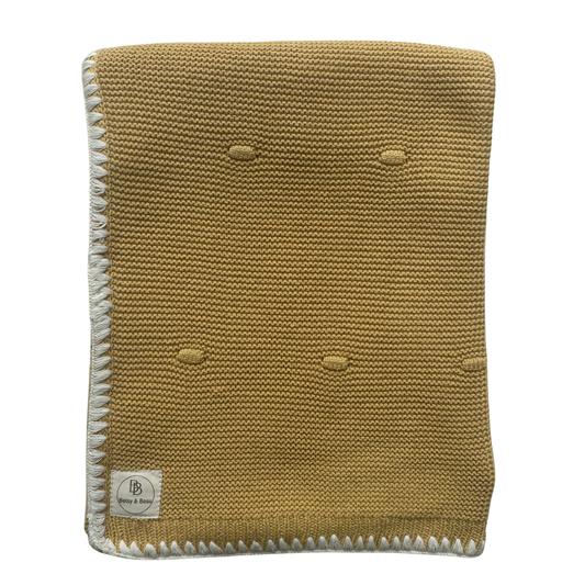 Ramona - Organic Cotton Knitted Blanket - Spiced Ochre