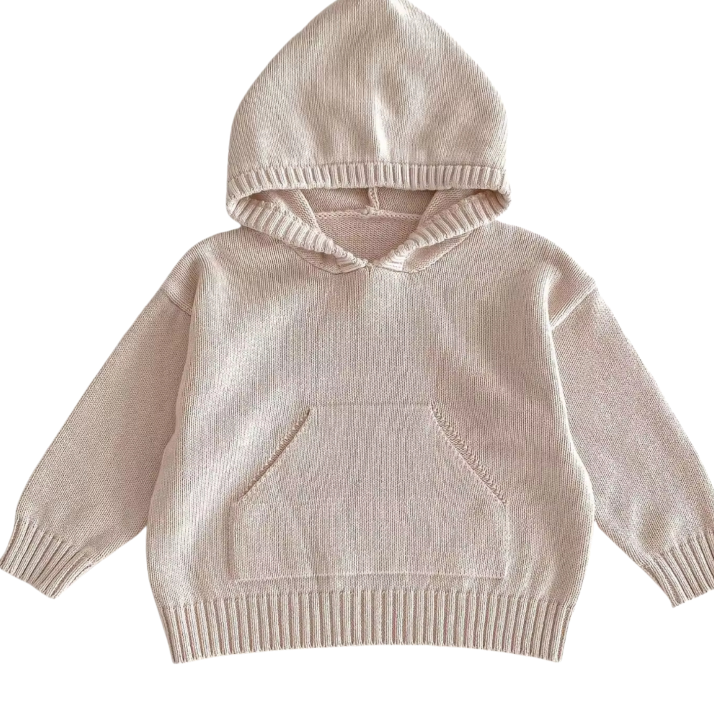 Personalised Solid Knit Cotton Hoodie - Light Beige
