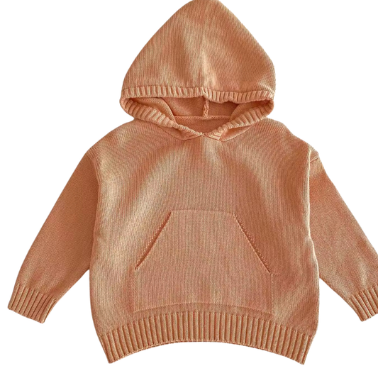Personalised Solid Knit Cotton Hoodie - Salmon