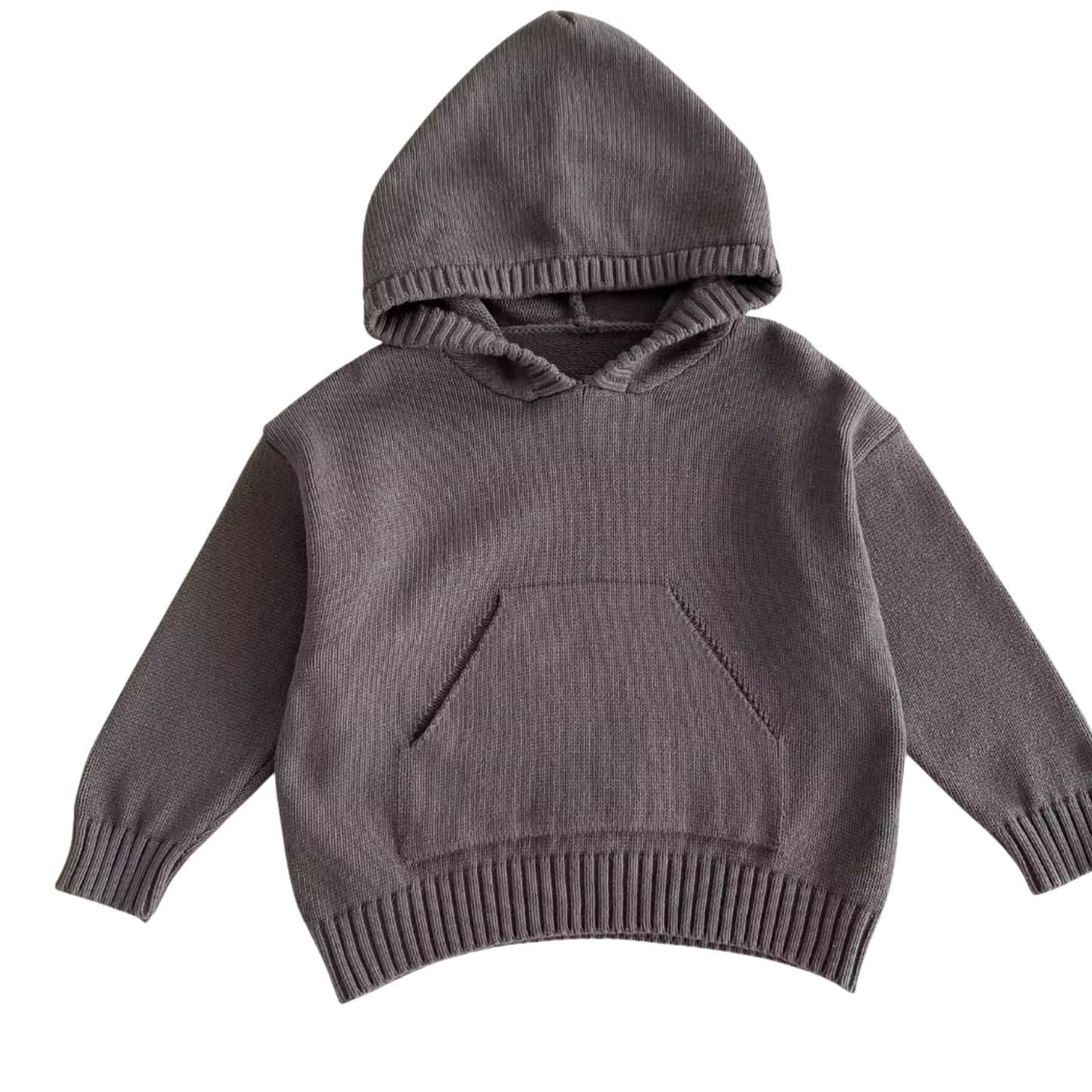 Personalised Solid Knit Cotton Hoodie - Charcoal