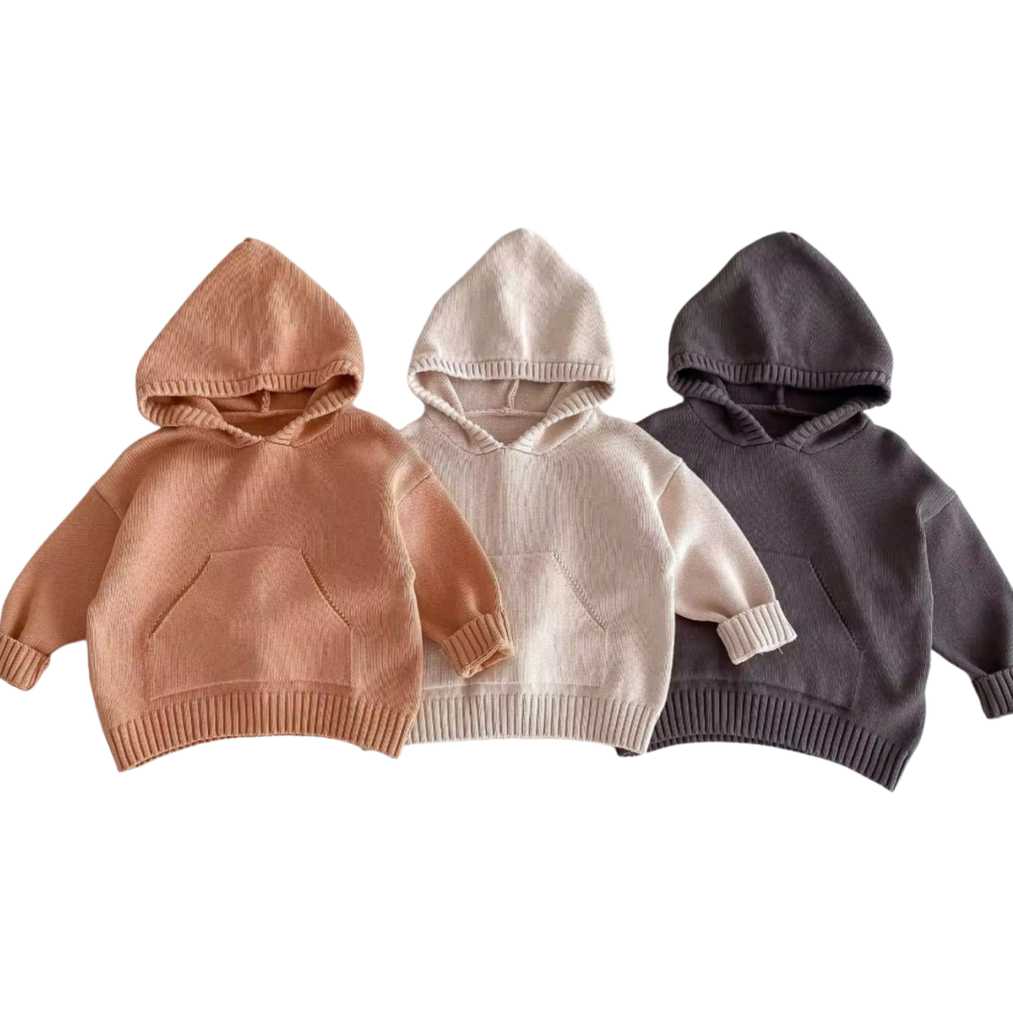 Personalised Solid Knit Cotton Hoodie - Light Beige