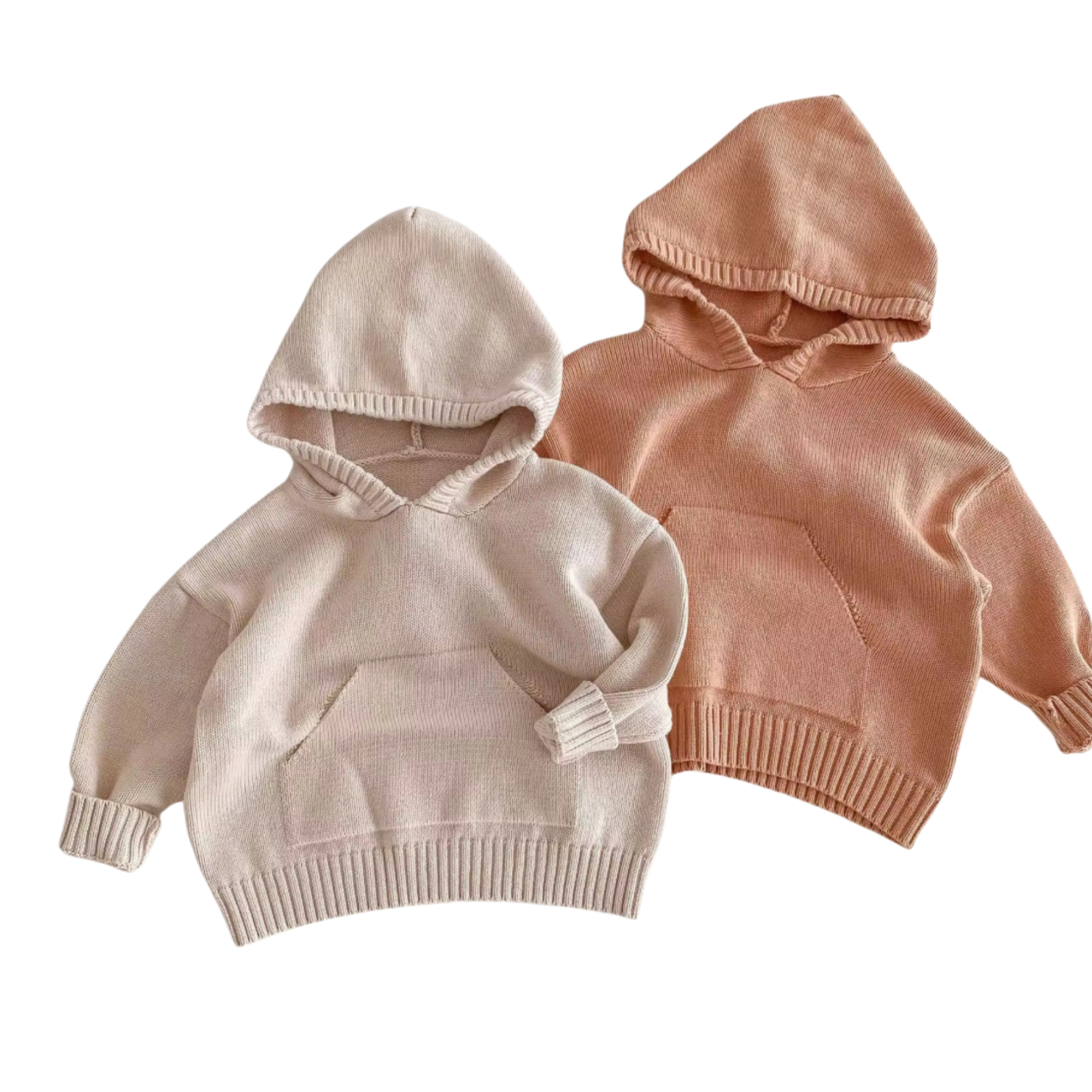 Personalised Solid Knit Cotton Hoodie - Salmon