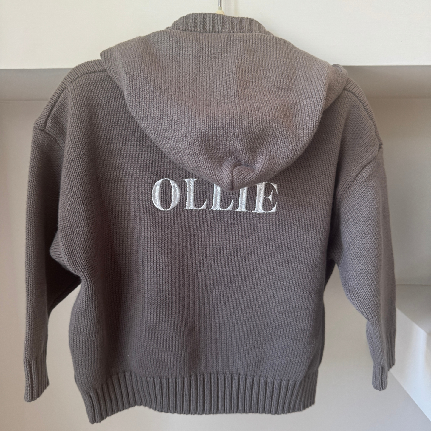 Personalised Solid Knit Cotton Hoodie - Charcoal