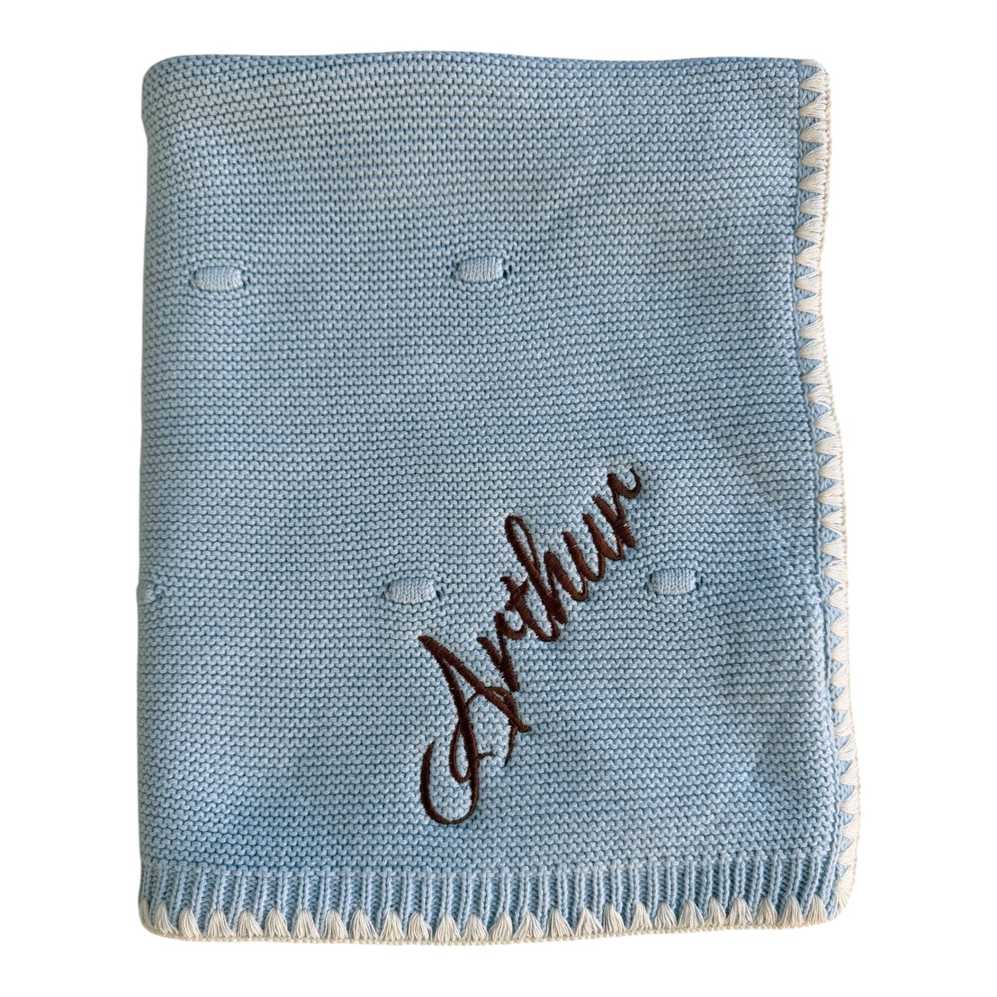 Ramona - Personalised Organic Cotton Knitted Blanket - Ocean