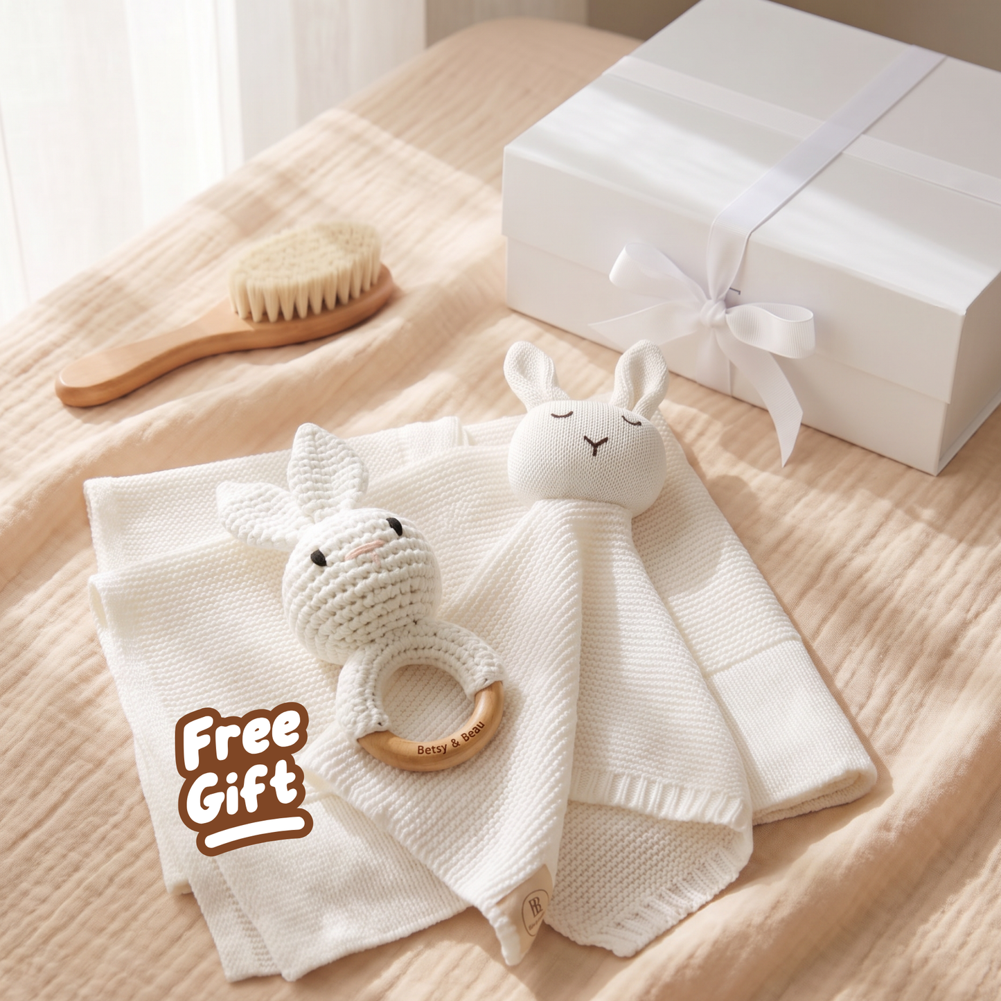 NEW - Arely - Personalised Blanket & Snuggler Gift Set - Soft Cloud White