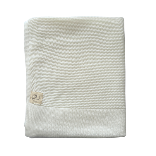 Arely - Organic Cotton Knitted Blanket - Soft Cloud White
