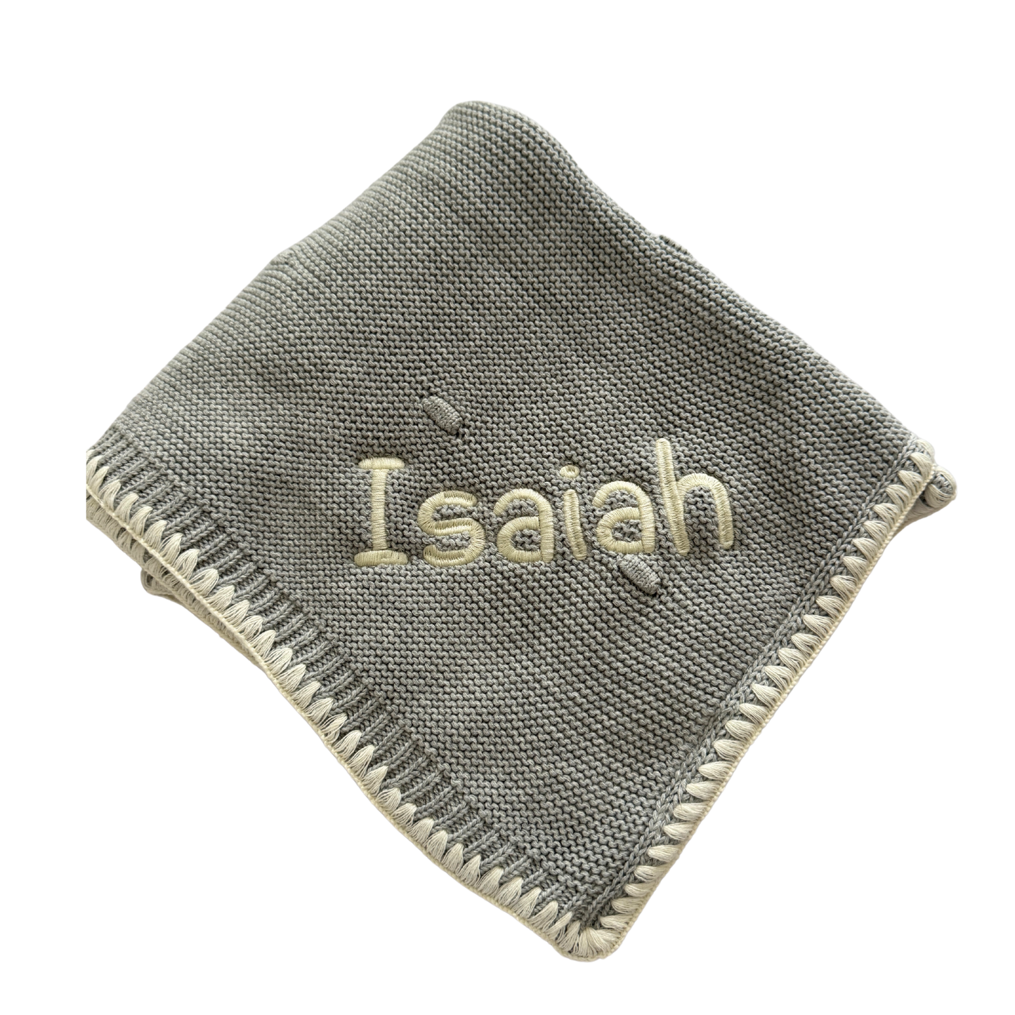 Ramona - Personalised Organic Cotton Knitted Blanket - Dove Grey