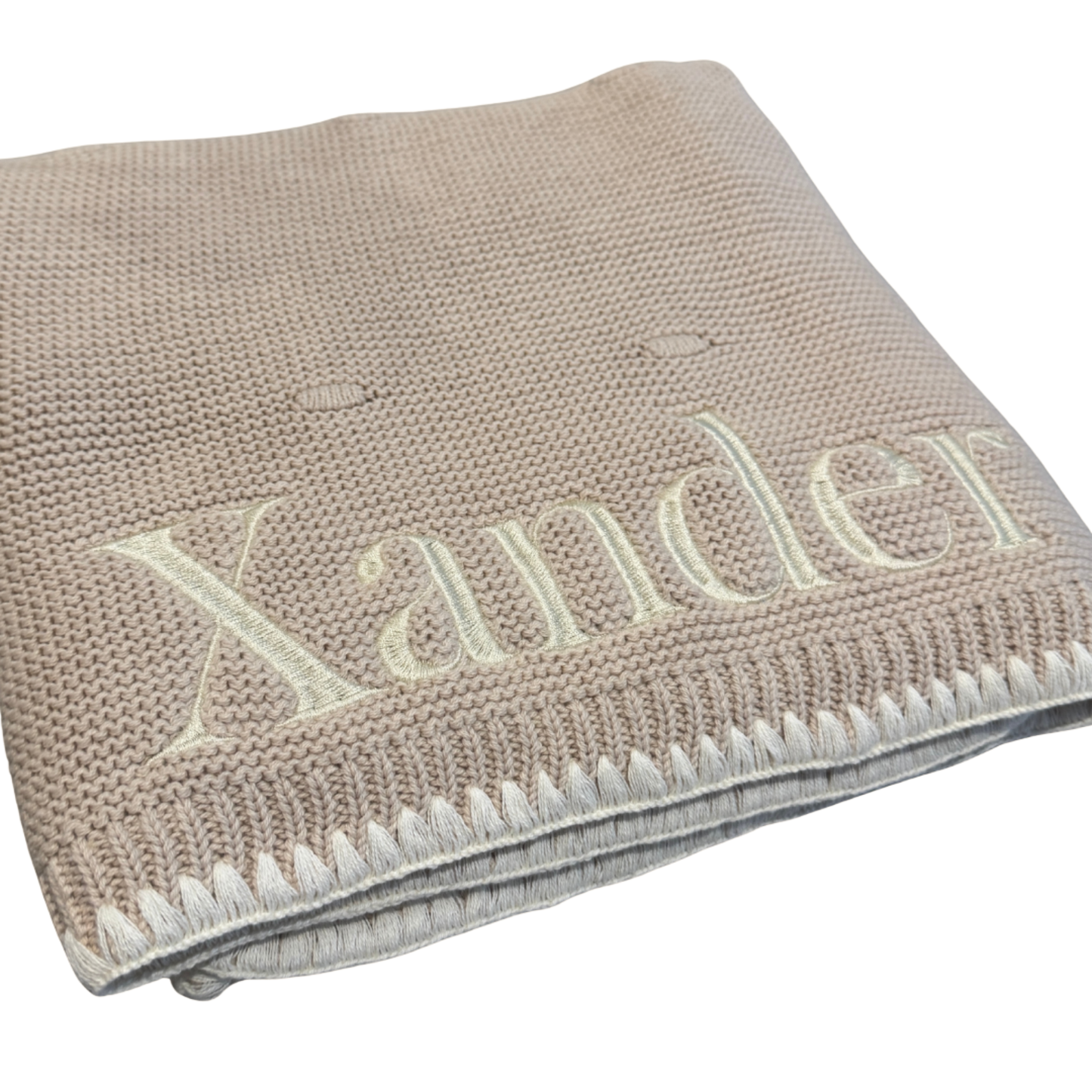Ramona - Personalised Organic Cotton Knitted Blanket - Wheat