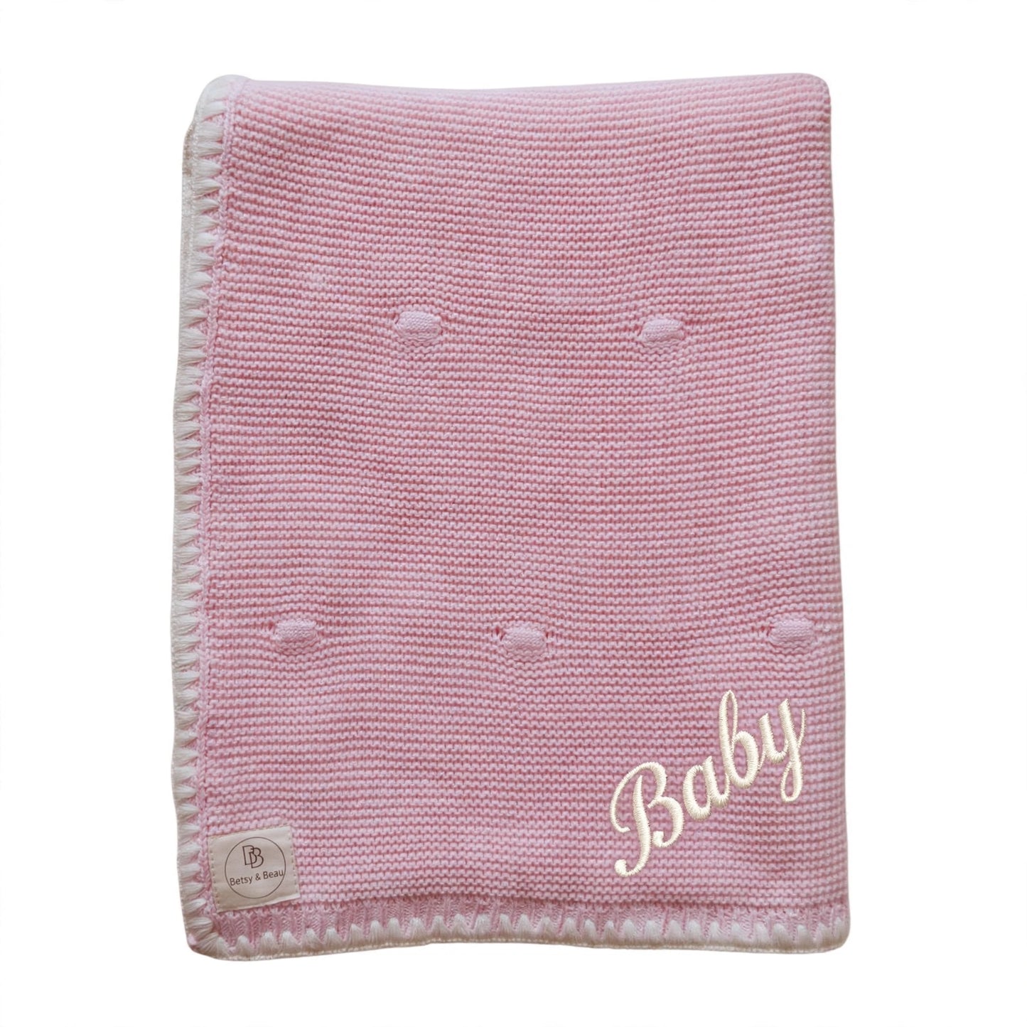 Ramona - Personalised Organic Cotton Knitted Blanket - Peony