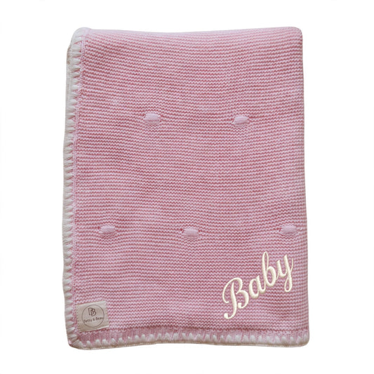 Ramona - Personalised Organic Cotton Knitted Blanket - Peony