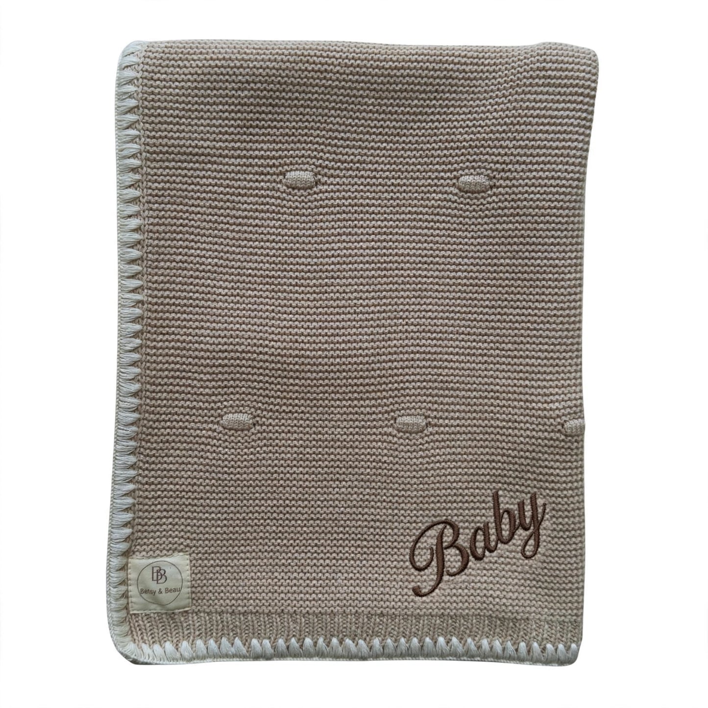 Ramona - Personalised Organic Cotton Knitted Blanket - Wheat