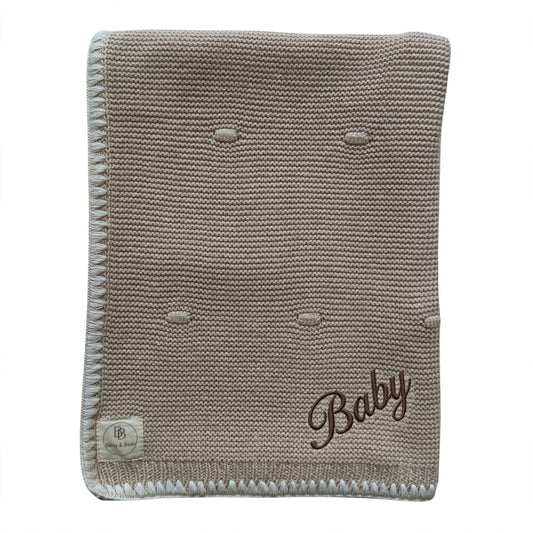 Ramona - Personalised Organic Cotton Knitted Blanket - Wheat