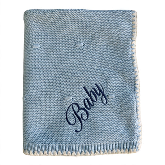 Ramona - Personalised Organic Cotton Knitted Blanket - Ocean