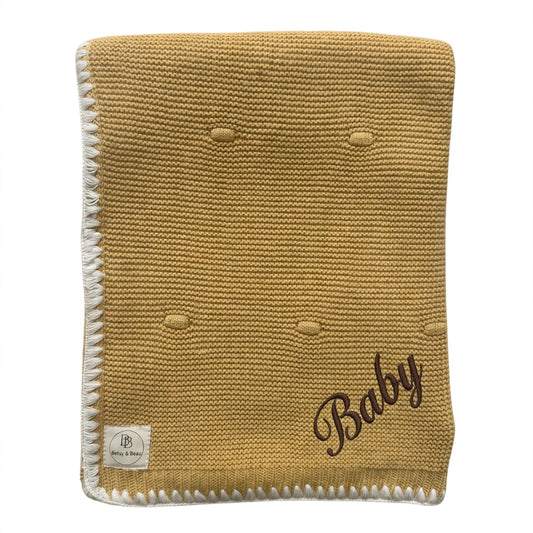 Ramona - Personalised Organic Cotton Knitted Blanket - Spiced Orchre