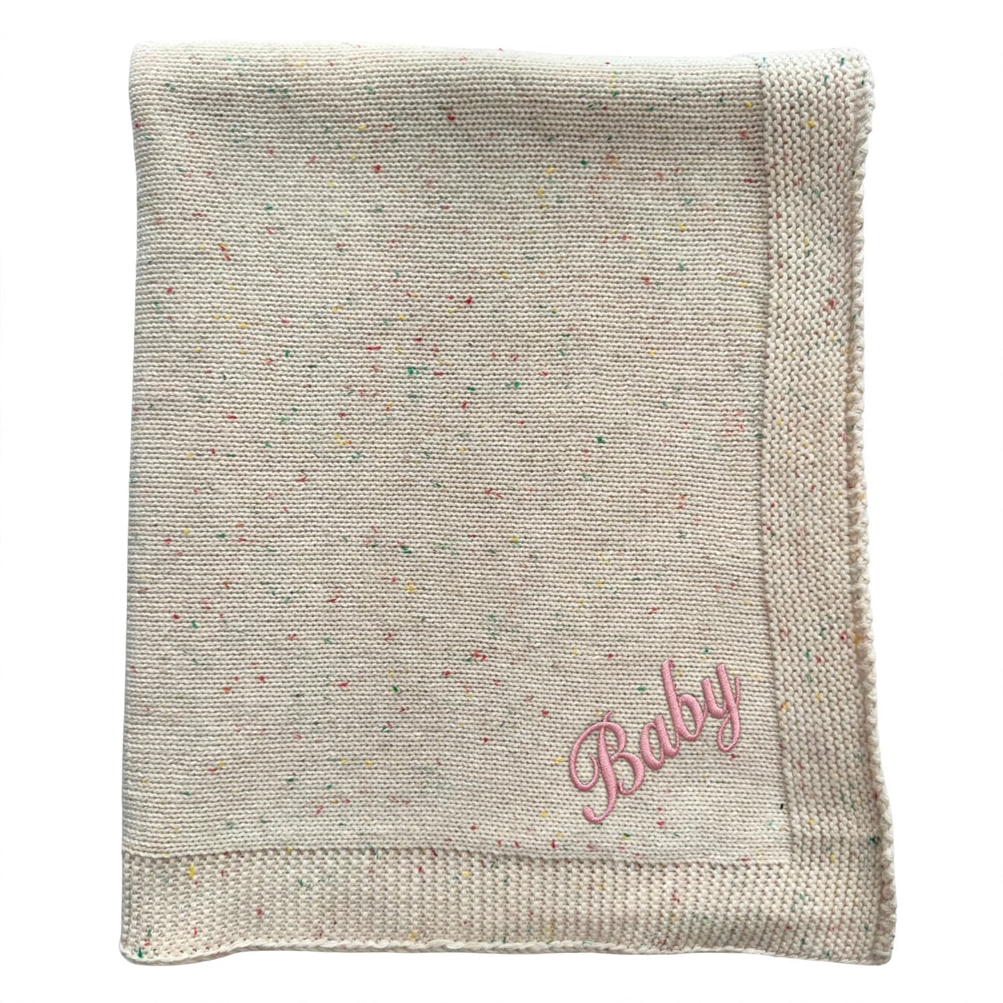REDUCED - Pablo - Essentials Collection - Personalised Organic Cotton Knitted Blanket - Confetti Ivory