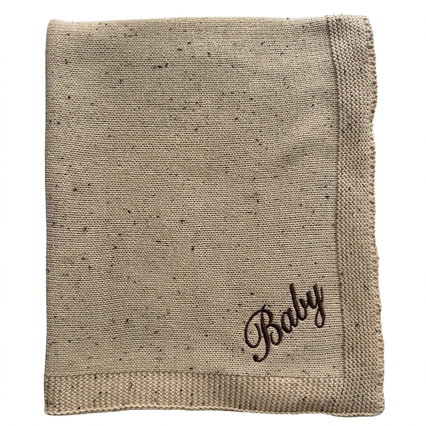 Pablo - Signature Collection - Personalised Organic Cotton Knitted Blanket - Speckled Stone