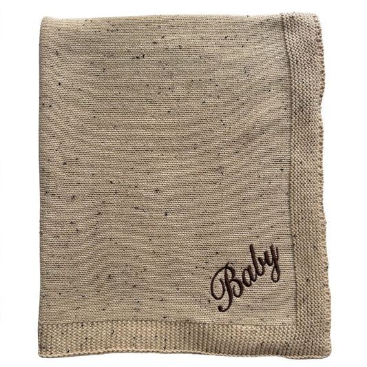 Pablo - Signature Collection - Personalised Organic Cotton Knitted Blanket - Speckled Stone