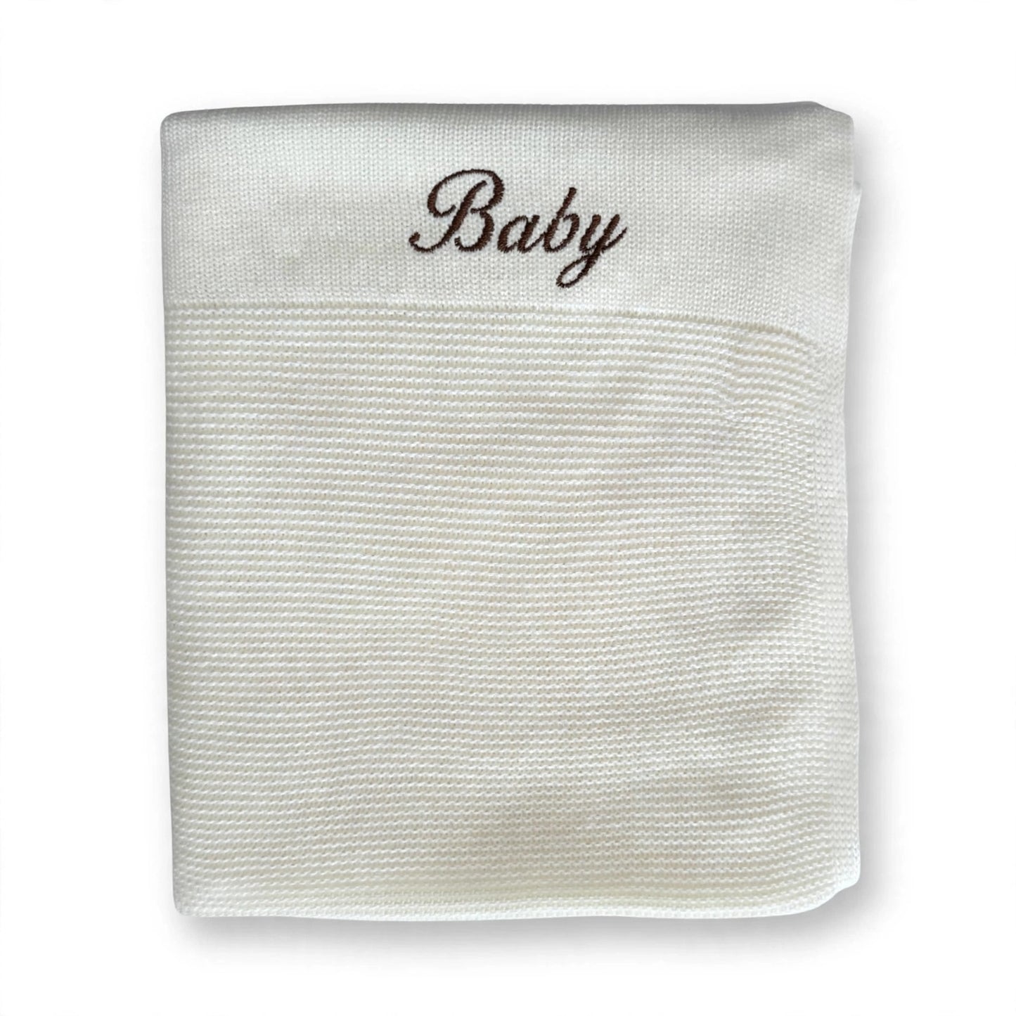 Arely - Organic Cotton Personalised Knitted Blanket - Soft Cloud White
