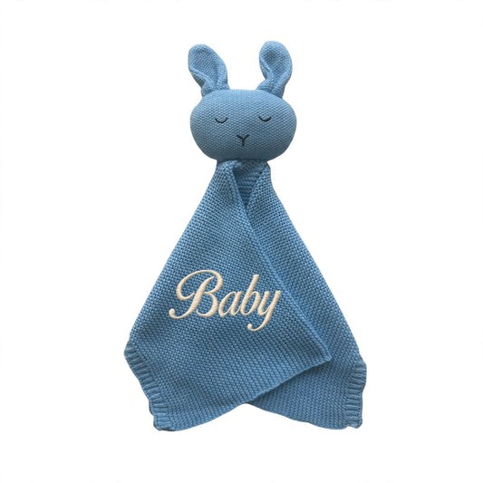 Arely - Personalised Organic Cotton Knitted Bunny Snuggler - Sapphire