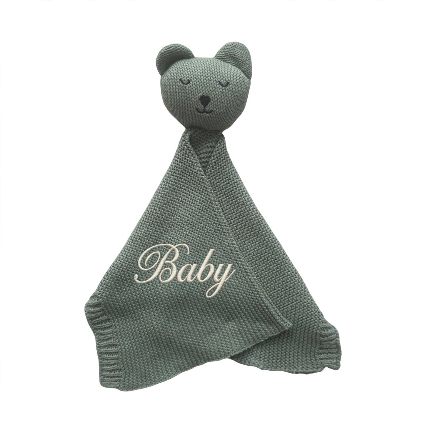 Arely - Personalised Organic Cotton Knitted Bear Snuggler - Sage