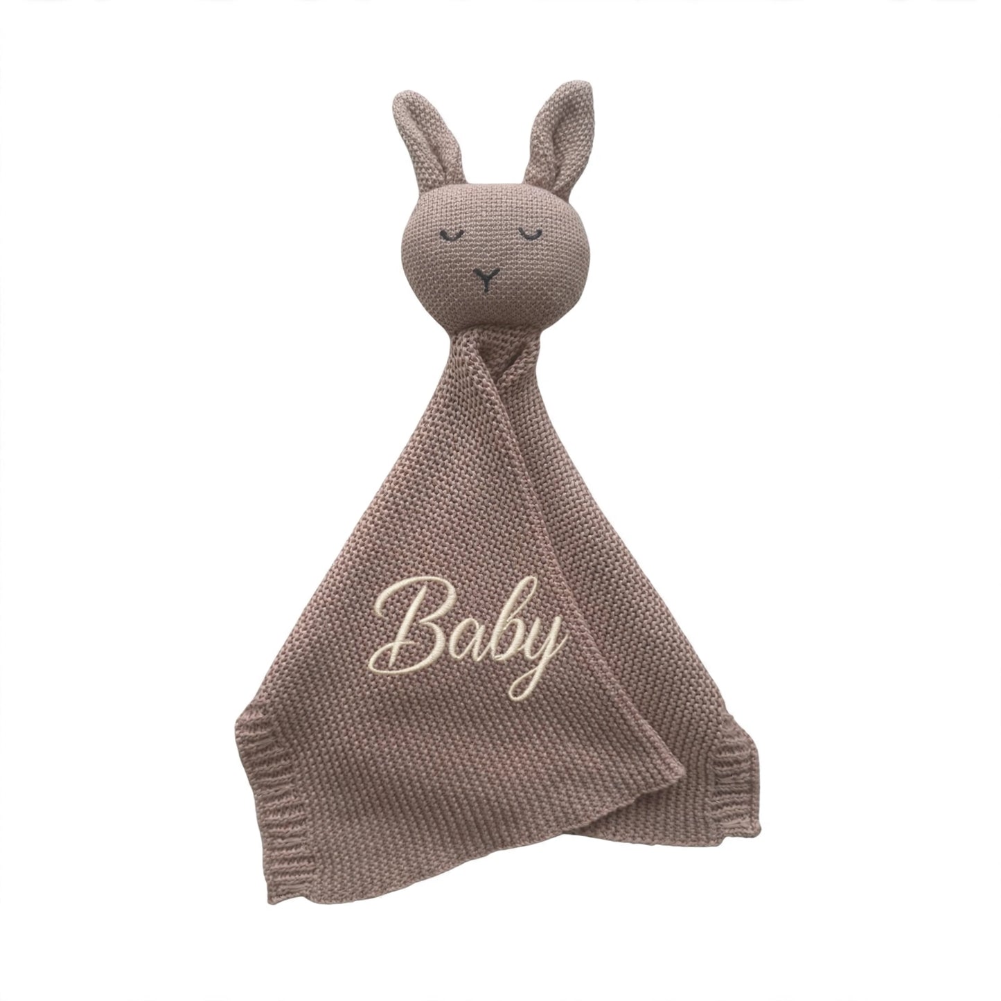 Arely - Personalised Organic Cotton Knitted Bunny Snuggler - Rose