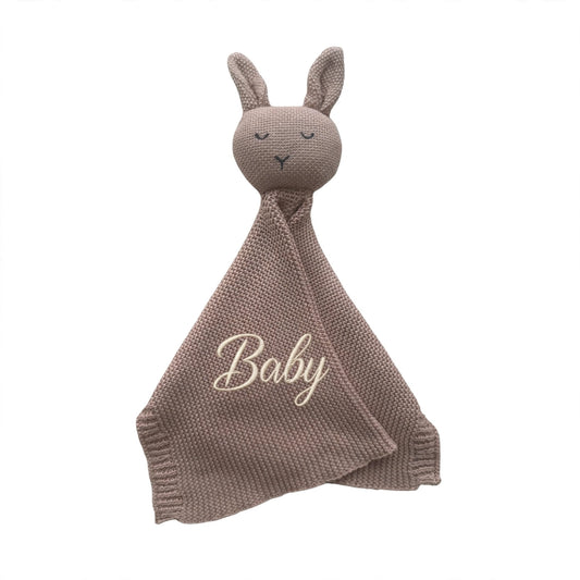 Arely - Personalised Organic Cotton Knitted Bunny Snuggler - Rose