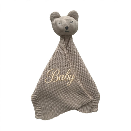 Arely - Personalised Organic Cotton Knitted Bear Snuggler - Oatmeal