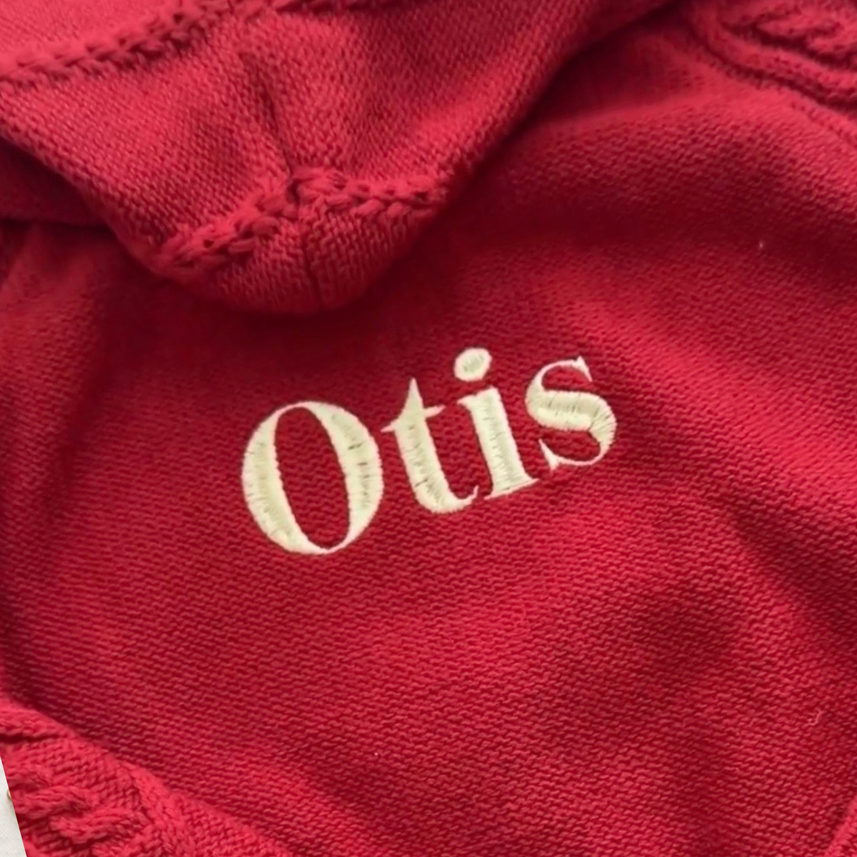 Personalised Cable Knit Hoodie - 100% Cotton - Vintage Ruby